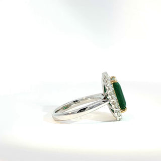 Platinum and 18 Kt Gold Emerald and Diamond Ring