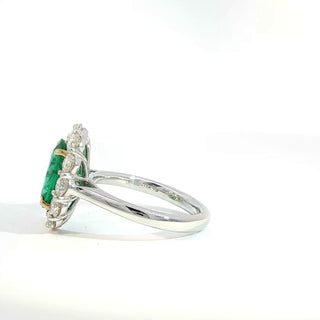 PLATINUM + 18K EMERALD DIAMOND RING