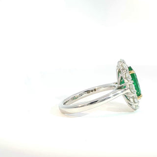 PLATINUM + 18K EMERALD DIAMOND RING