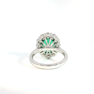 PLATINUM + 18K EMERALD DIAMOND RING