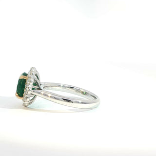 PLATINUM + 18K YELLOW EMERALD DIAMOND RING
