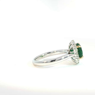 PLATINUM + 18K YELLOW EMERALD DIAMOND RING