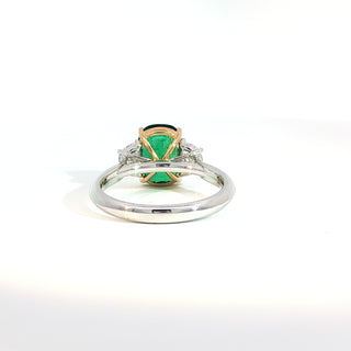 PLATINUM + 18K YELLOW EMERALD DIAMOND RING