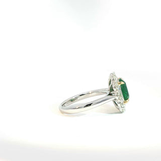 Platinum and 18 Kt Gold Emerald and Diamond Ring