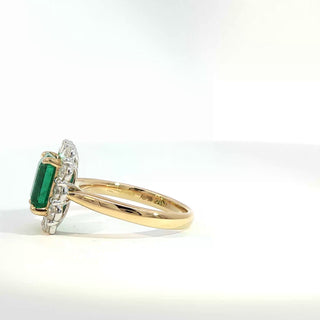 PLATINUM + 18K EMERALD DIAMOND RING