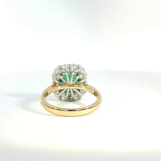 PLATINUM + 18K EMERALD DIAMOND RING