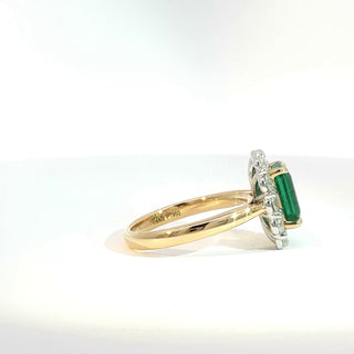PLATINUM + 18K EMERALD DIAMOND RING