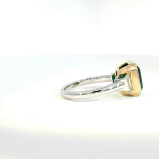 PLATINUM + 18K YELLOW EMERALD DIAMOND RING