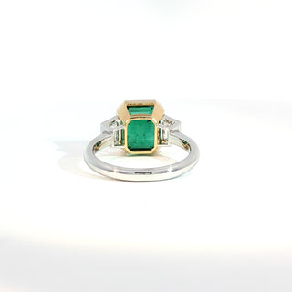 PLATINUM + 18K YELLOW EMERALD DIAMOND RING