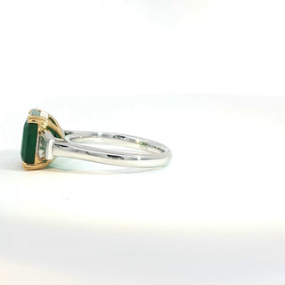 PLATINUM + 18K YELLOW EMERALD DIAMOND RING