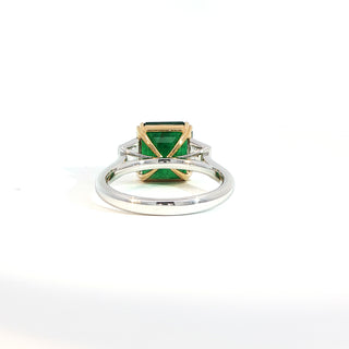 PLATINUM + 18K YELLOW EMERALD DIAMOND RING