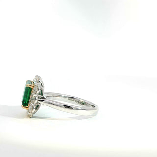 Platinum and 18 Kt Gold Emerald and Diamond Ring
