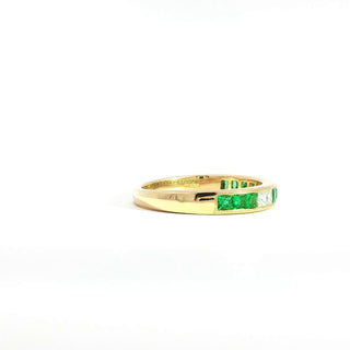18K YELLOW GOLD EMERALD DIAMOND RING