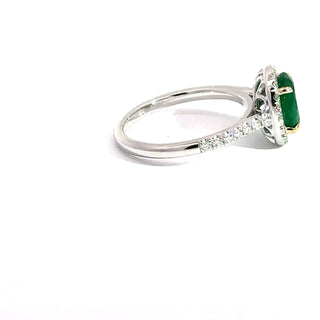 PLATINUM EMERALD AND DIAMOND RING