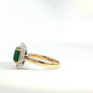 PLATINUM + 18K EMERALD DIAMOND RING