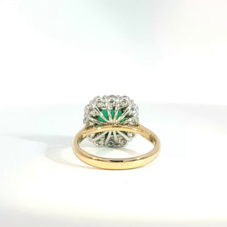 PLATINUM + 18K EMERALD DIAMOND RING