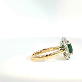 PLATINUM + 18K EMERALD DIAMOND RING