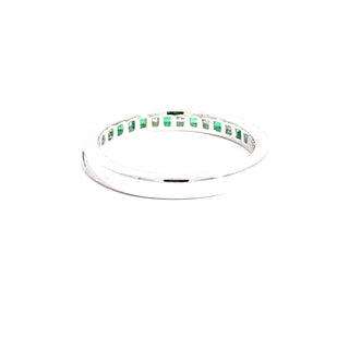 18KT WG EMERALD AND DIAMOND BAND