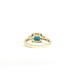 9KT YELLOW GOLD BLUE TOPAZ - LONDON DIAMOND RING
