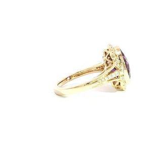 9KT YELLOW GOLD AMETHYST DIAMOND RING