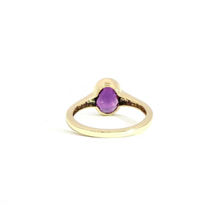 9KT YELLOW GOLD AMETHYST DIAMOND RING