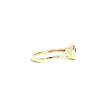 9KT YELLOW GOLD BLUE TOPAZ LONDON DIAMOND RING