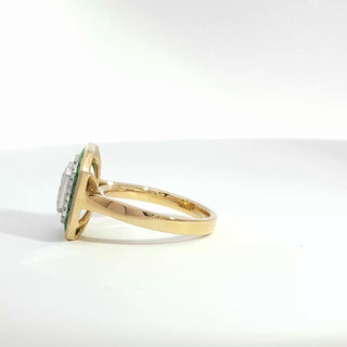 18K WHITE YELLOW GOLD EMERALD DIAMOND RING
