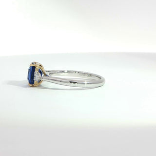 PLATINUM YELLOW GOLD SAPPHIRE DIAMOND RING