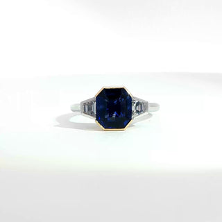 PLATINUM YELLOW GOLD SAPPHIRE DIAMOND RING