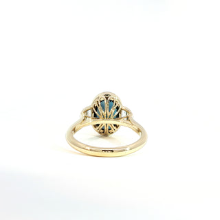 9KT YELLOW GOLD LONDON BLUE SWISS BLUE TOPAZ DIAMOND RING