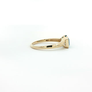 9K YELLOW GOLD BLUE TOPAZ DIAMOND RING