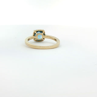 9KT YELLOW GOLD BLUE TOPAZ DIAMOND RING