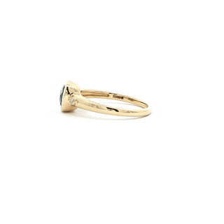 9KT YELLOW GOLD LONDON BLUE TOPAZ DIAMOND RING