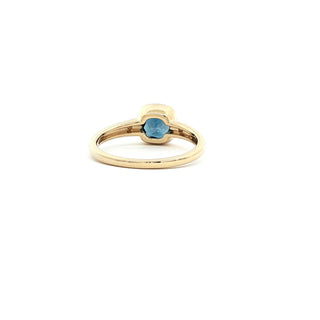 9KT YELLOW GOLD LONDON BLUE TOPAZ DIAMOND RING