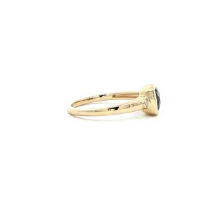 9KT YELLOW GOLD LONDON BLUE TOPAZ DIAMOND RING