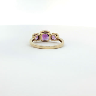9KT YELLOW GOLD PINK AMETHYST AMETHYST DIAMOND RING