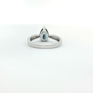 9KT WHITE YELLOW GOLD LONDON BLUE TOPAZ DIAMOND RING