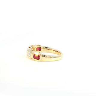 18K YELLOW GOLD RUBY DIAMOND RING