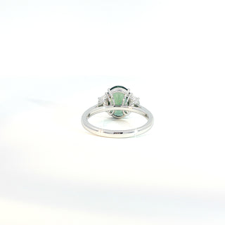 950K PLATINUM BLUE GREEN SAPPHIRE DIAMOND RING