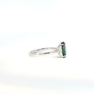 950K PLATINUM BLUE GREEN SAPPHIRE DIAMOND RING