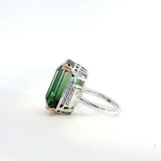 PLATINUM AND 18K PINK GOLD COLOUR TOURMALINE DIAMOND RING