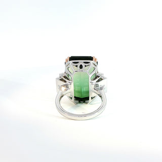 PLATINUM AND 18K PINK GOLD COLOUR TOURMALINE DIAMOND RING
