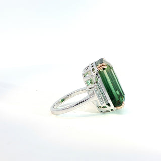 PLATINUM AND 18K PINK GOLD COLOUR TOURMALINE DIAMOND RING