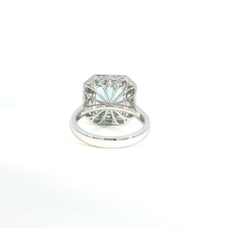 18K WHITE GOLD AQUAMARINE SAPPHIRE DIAMOND RING