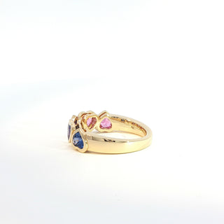 18K YELLOW GOLD RAINBOW SAPPHIRE RING