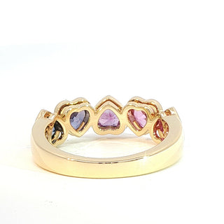 18K YELLOW GOLD RAINBOW SAPPHIRE RING