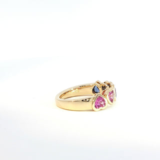 18K YELLOW GOLD RAINBOW SAPPHIRE RING