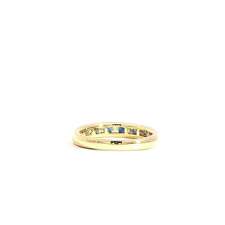 18K YELLOW GOLD SAPPHIRE DIAMOND RING