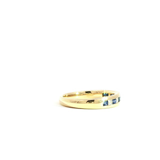 18K YELLOW GOLD SAPPHIRE DIAMOND RING