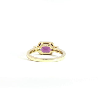 9KT YELLOW GOLD AMETHYST DIAMOND RING